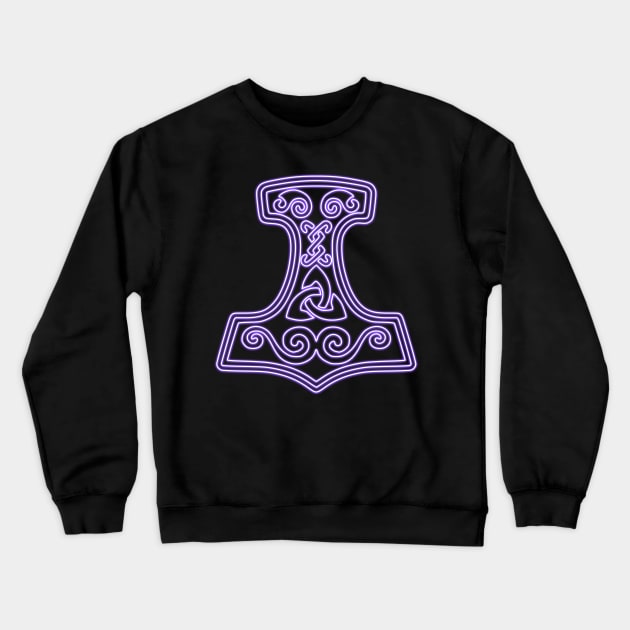 Thor hammer - Mjöllnir - violet neon Crewneck Sweatshirt by la chataigne qui vole ⭐⭐⭐⭐⭐